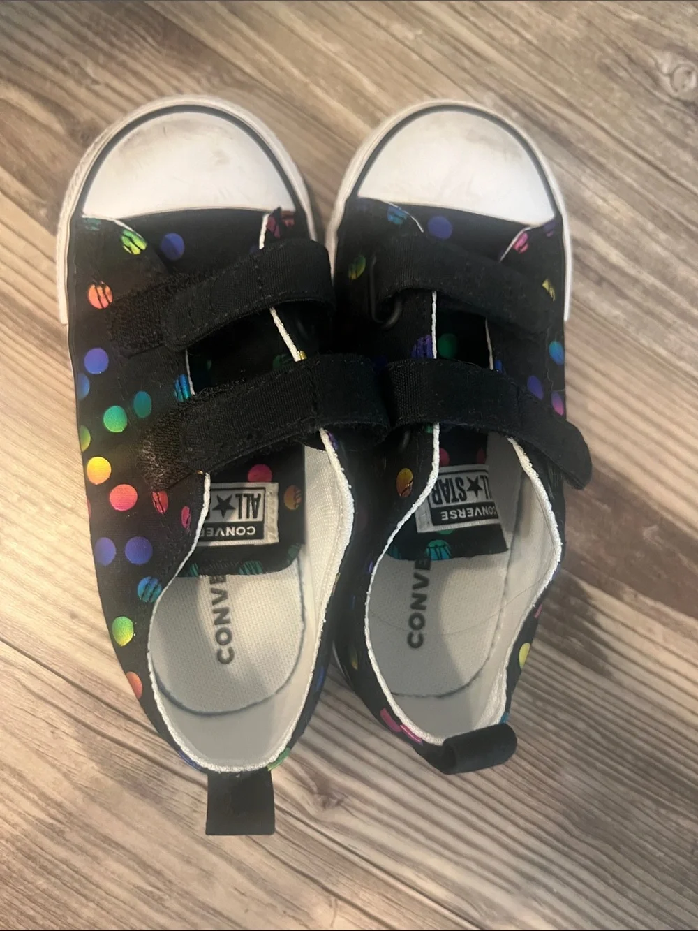 Converse Kids Black Canvas Sneakers with Multicolor Polka Dots